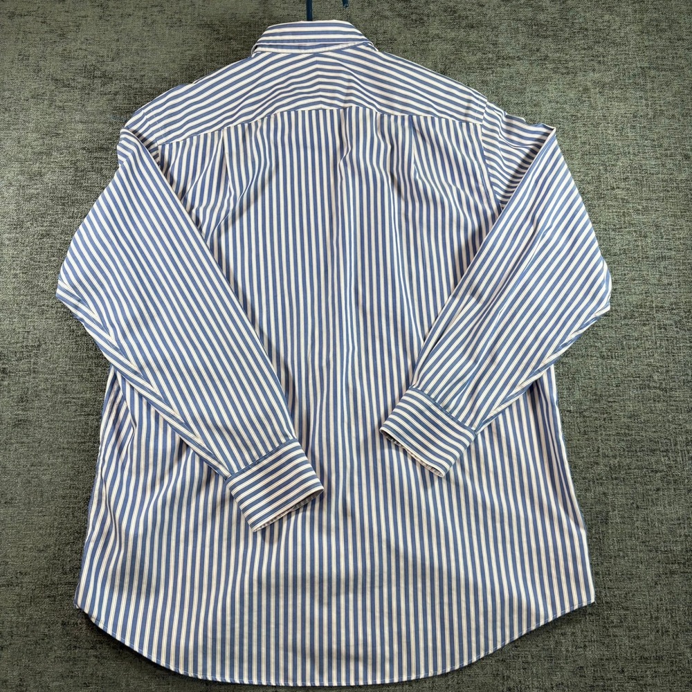 Charles Tyrwhitt Button Down Mens L Blue Striped Non-Iron Classic Fit Shirt - Picture 2 of 8